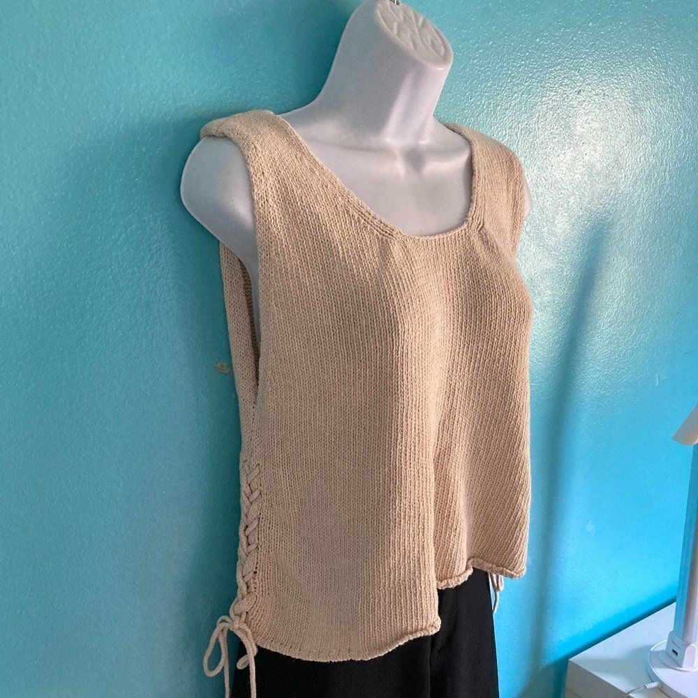 One Teaspoon Womens Size S Beige Knit Tank Top Summer Cotton Pullover Vacation